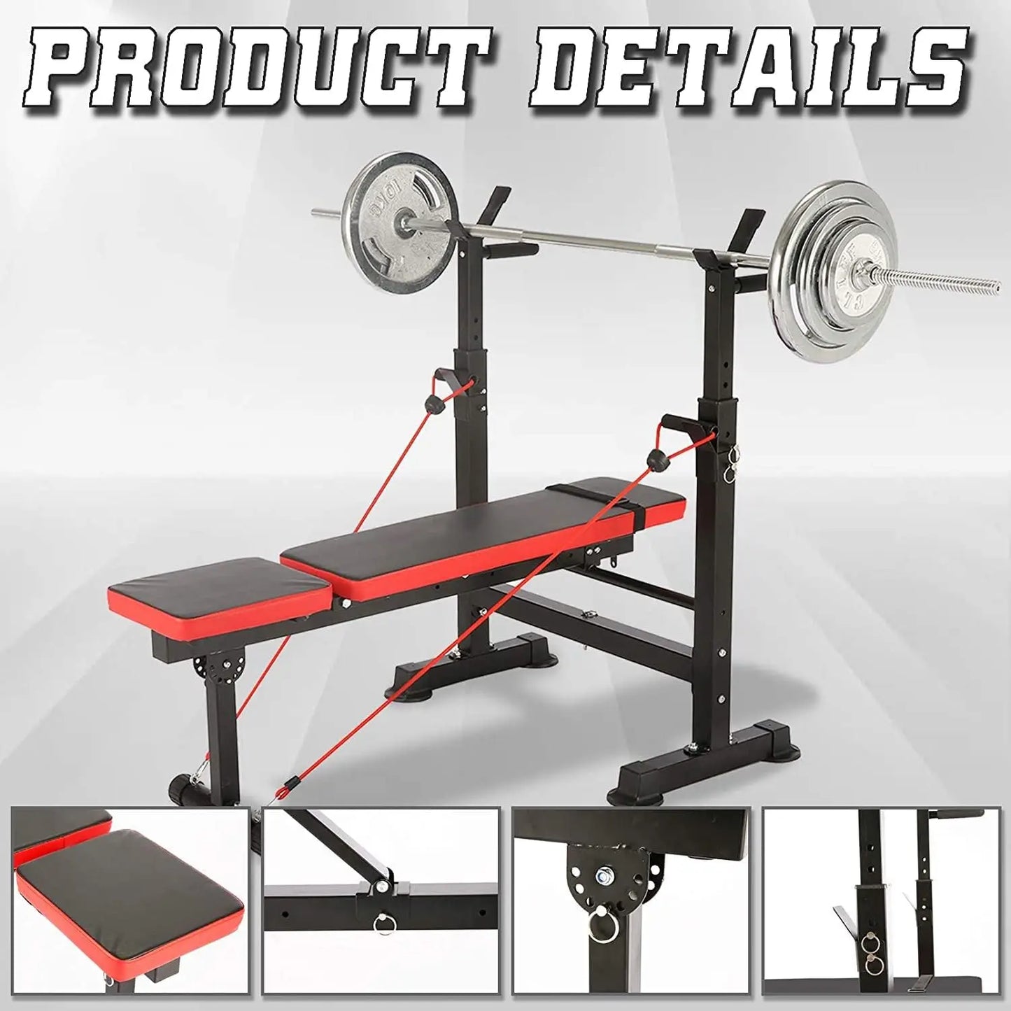 600lbs 6 in 1 Weight Bench Set with Squat Rack Adjustable Workout Bench
