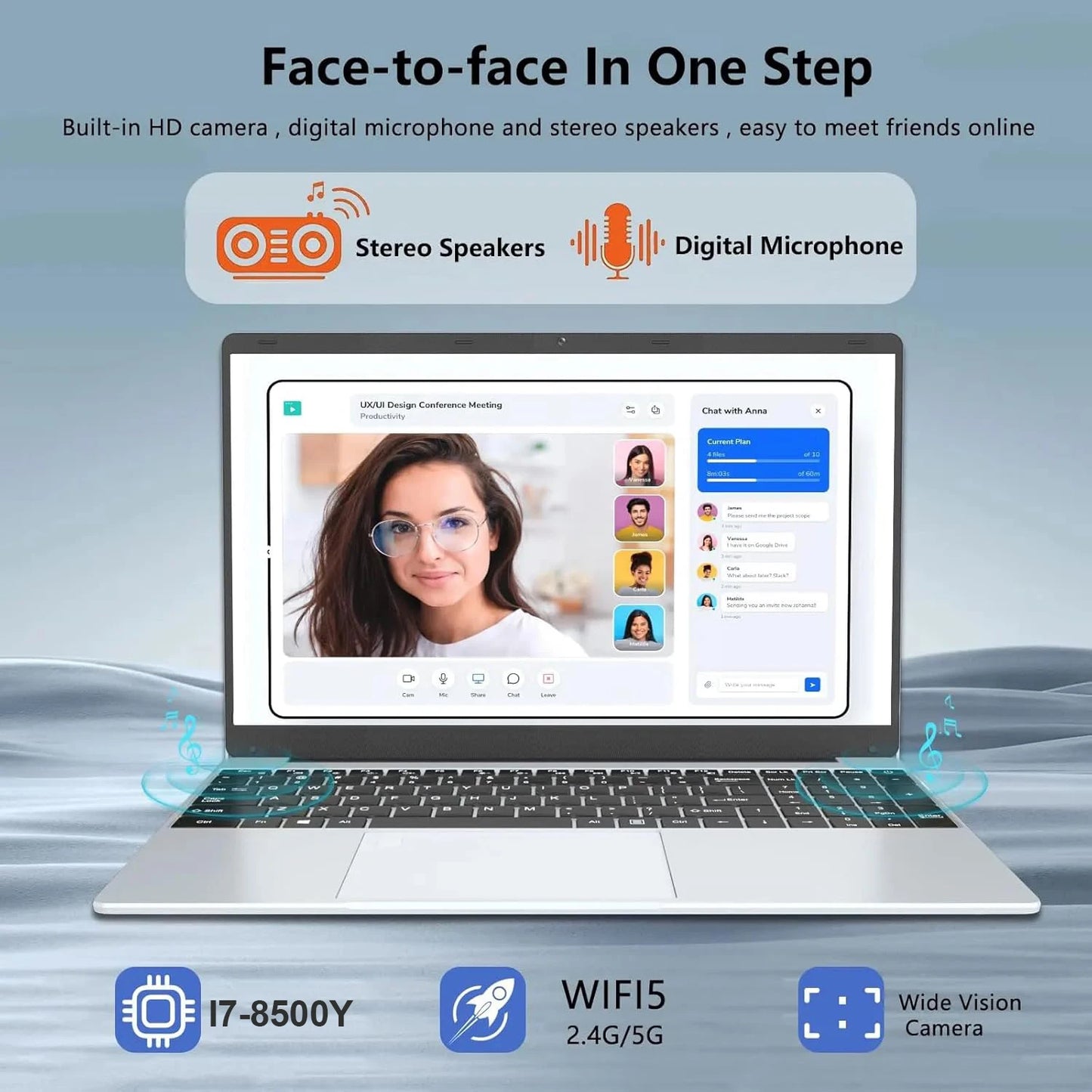 15.6 inch Portable i7 Laptop Fingerprint Unlock Notebook 16GB