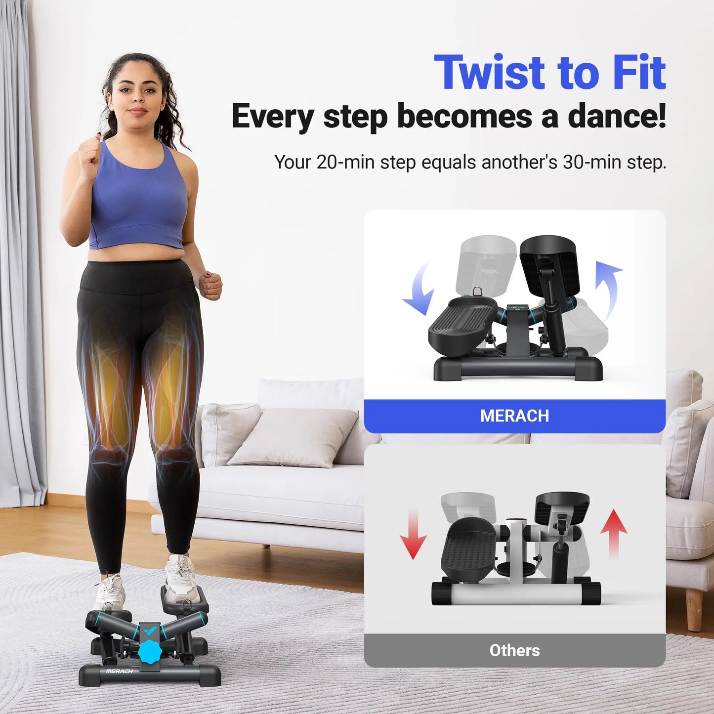 Mini Stepper for Exercise Twist Stair Stepper 330LBS Capacity Stepper Exercise Equipment