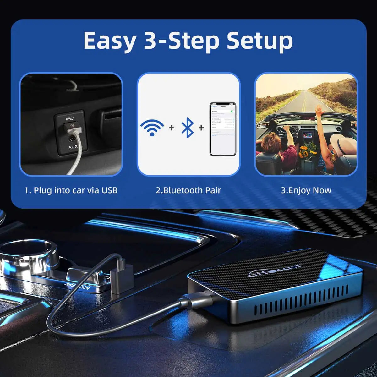 Play2Video Pro Wireless CarPlay Android Auto Adapter USB TV Stick