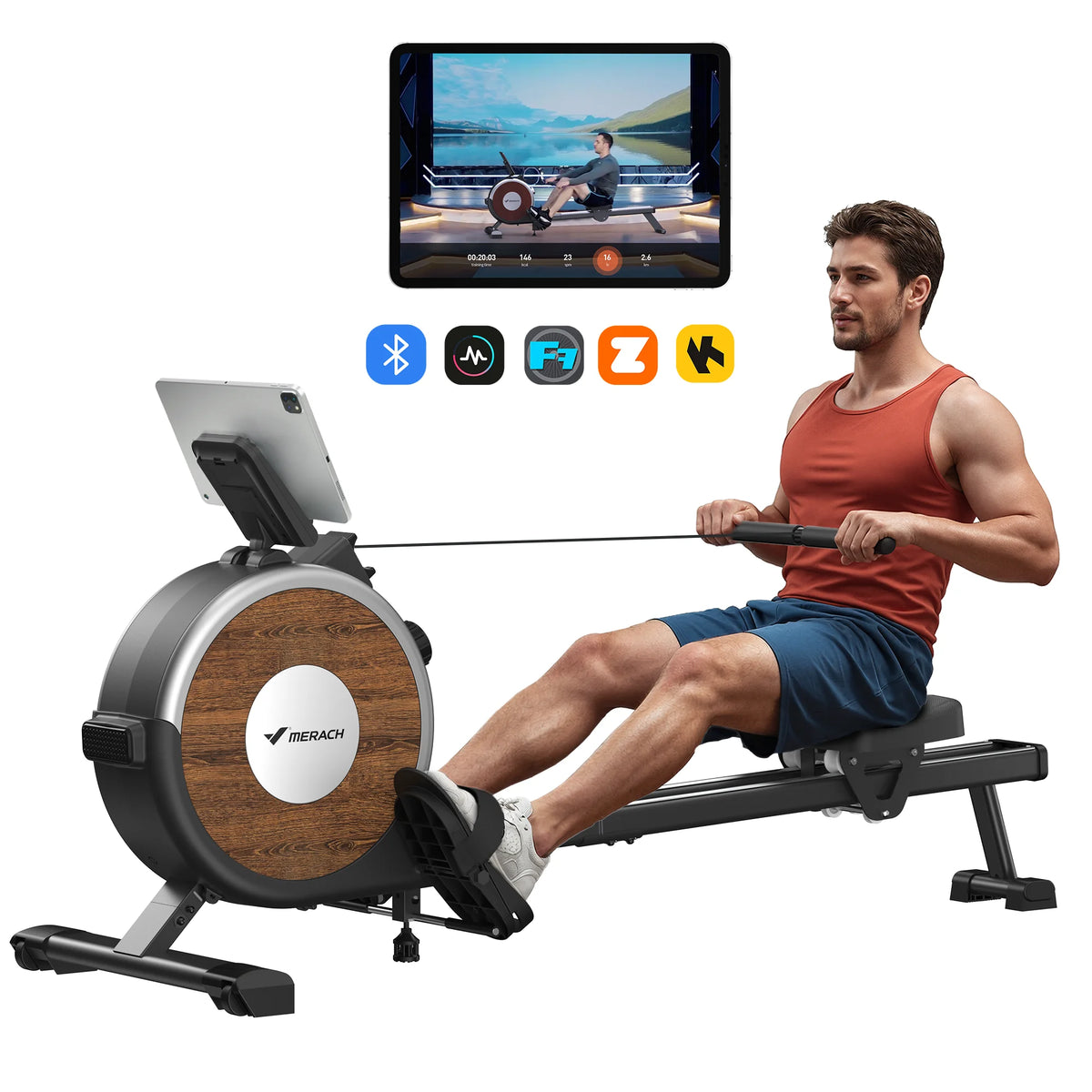 MERACH Rowing Machine Magnetic Rower Machine for Home 16 Levels Quiet Resistance Dual Slide Rail Max 350lb Weight Capacity R02