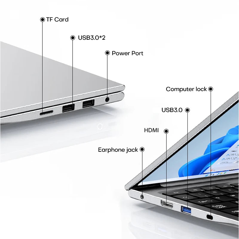 17.3" Gaming Laptop Computer PC Windows 11 Pro Intel Celeron N5095 Laptops