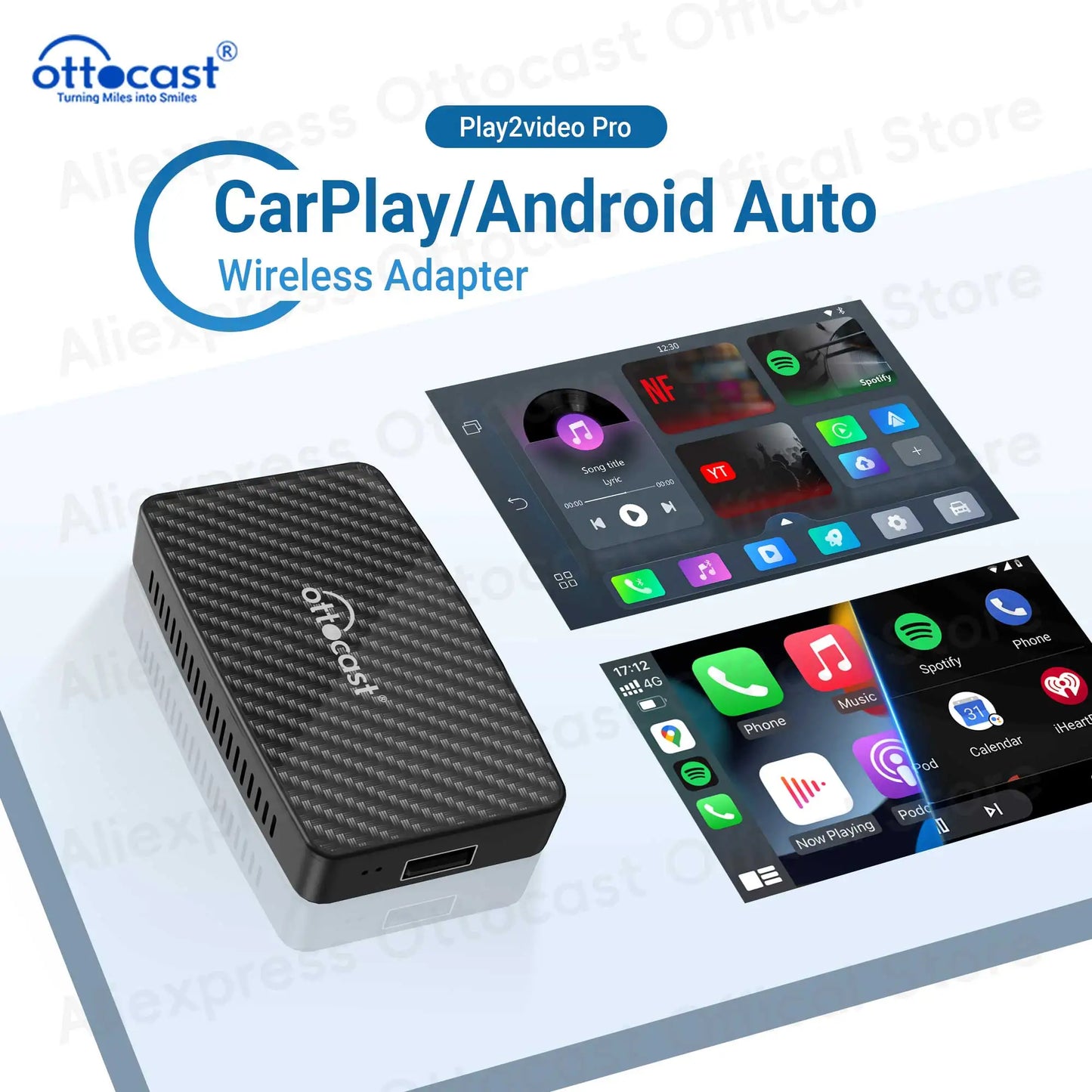Play2Video Pro Wireless CarPlay Android Auto Adapter USB TV Stick