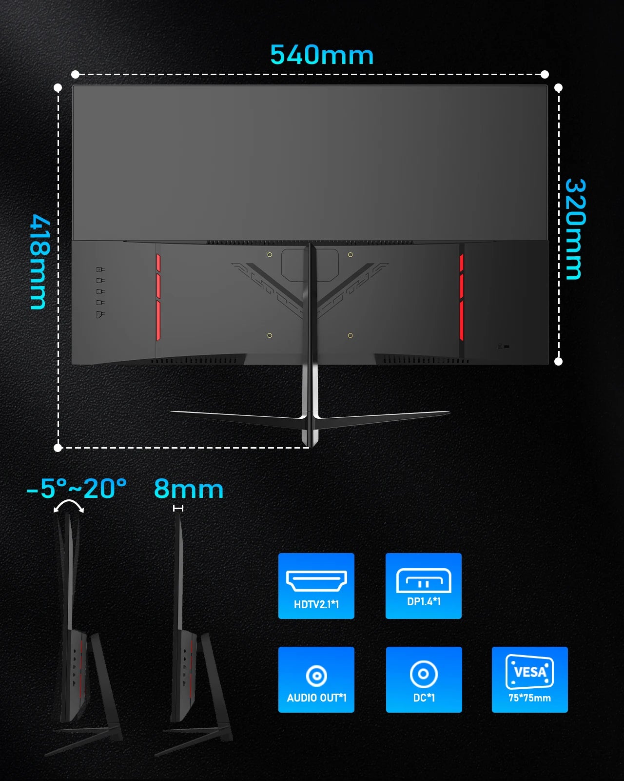 24Inch 180Hz Gaming Monitor 1K FHD Computer Display 1ms Response Time Eye Care Screen