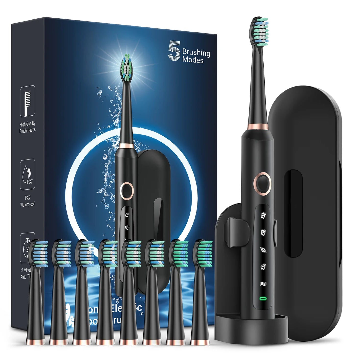 Electric Toothbrush for Adults - Rechargeable Electronic Toothbrushes with 5 Modes