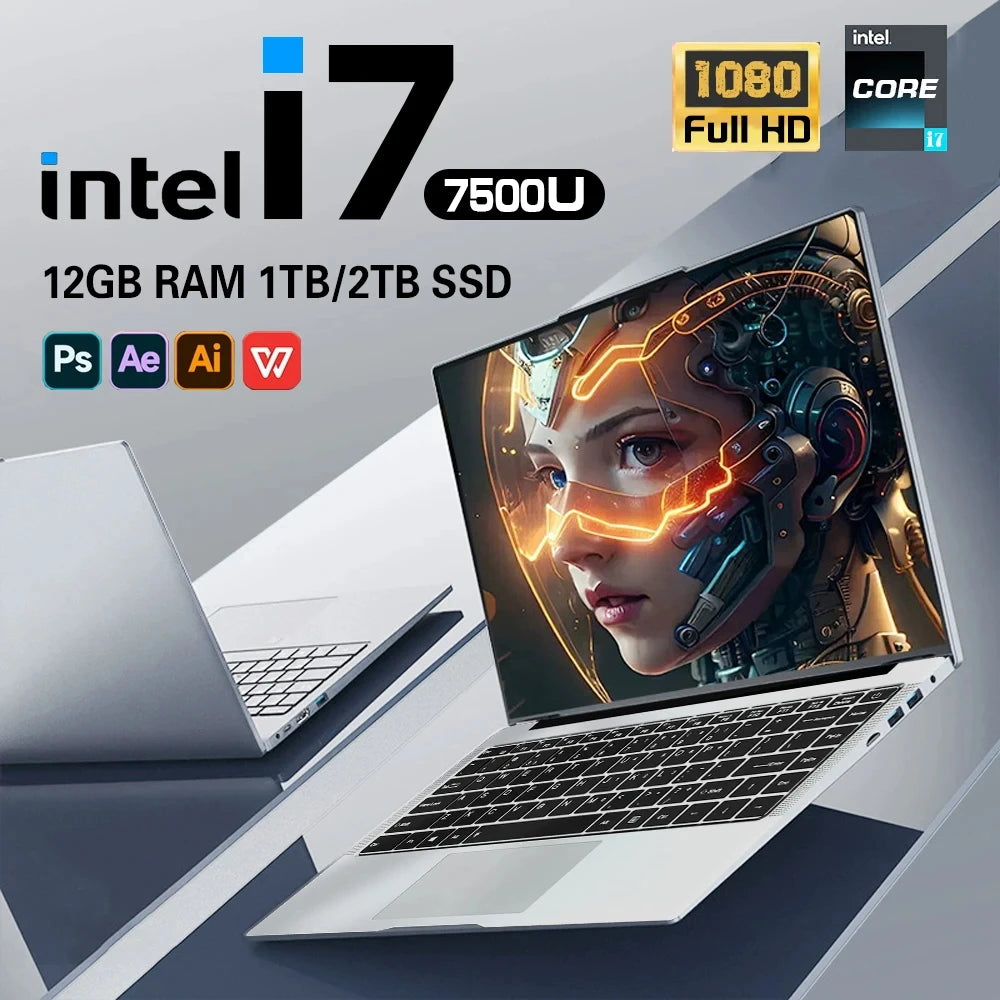 2025 Laptop Computer PC 14.1" intel Core i7-7500U Laptops 12GB RAM 1TB 2TB SSD