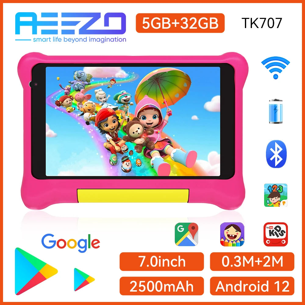 Kids Tablet 7 Inch Android 12 Quad Core 5GB+32GB WiFi 5000mAh Battery