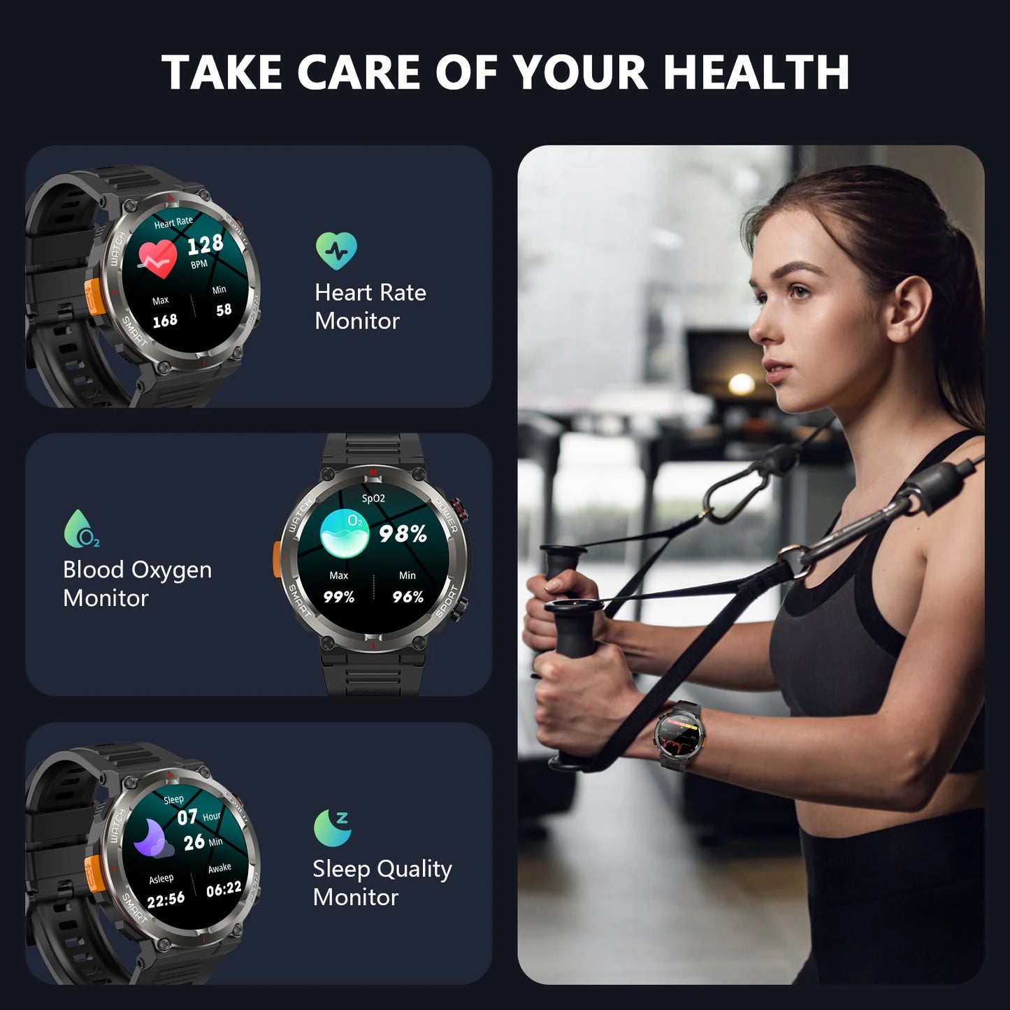 2025 New Blackview W50pro Waterproof Smartwatch with LED Flashlight