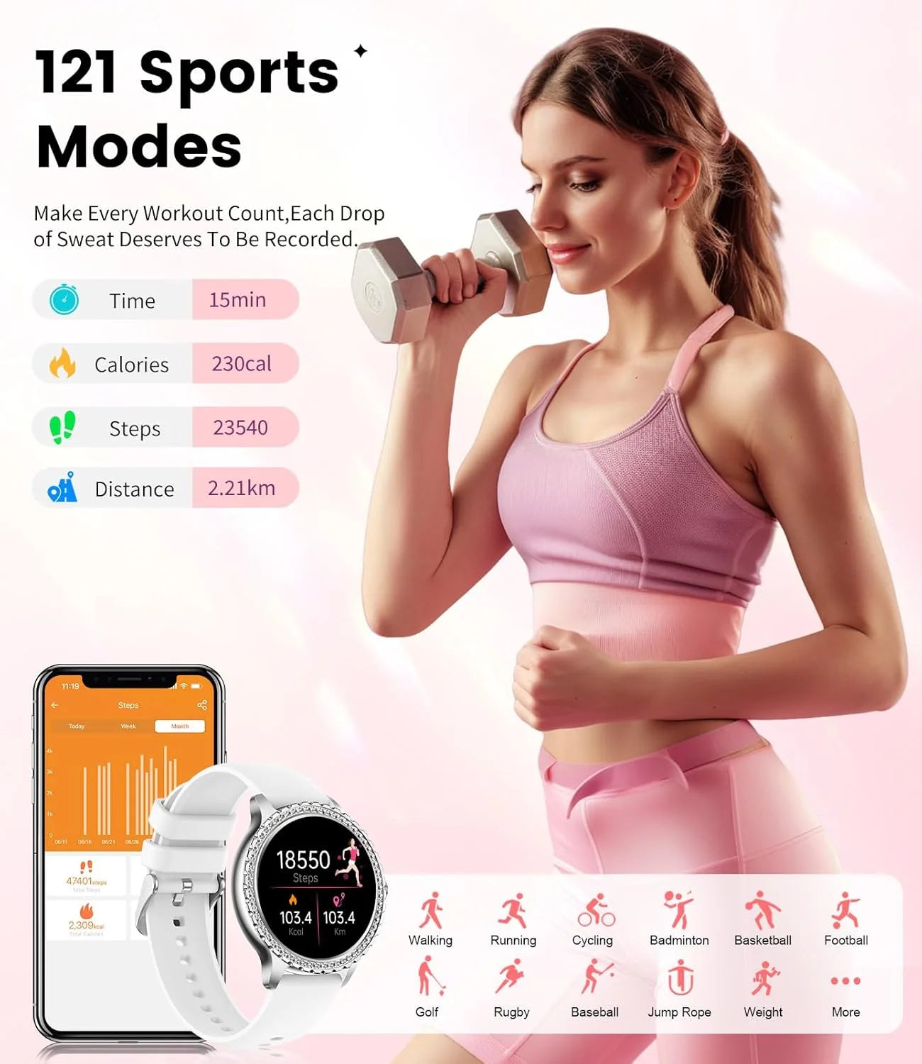 Smart Watches for Women, HD Fitness Tracker Watch with Answer