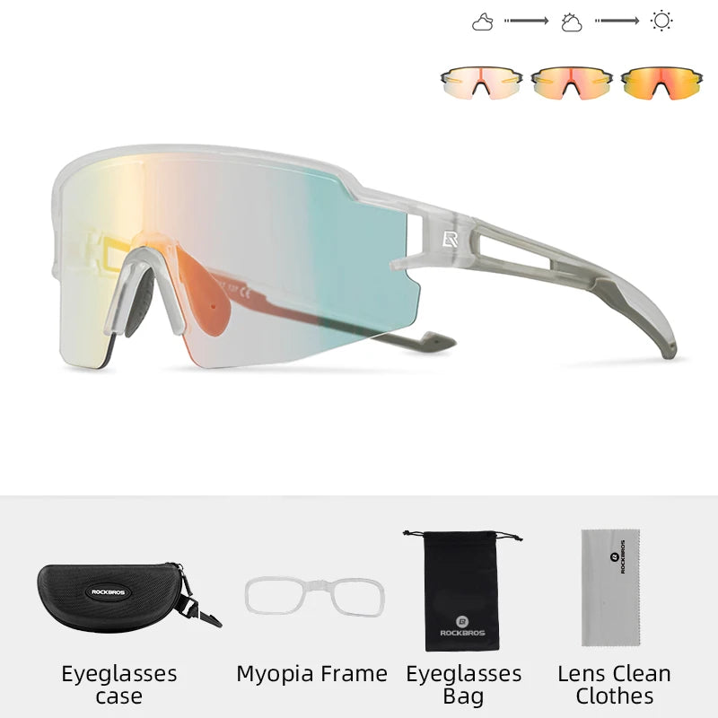 Cycling Glasses Photochromic Polarized Lens Bike Glasses UV400 Protection Eyewear
