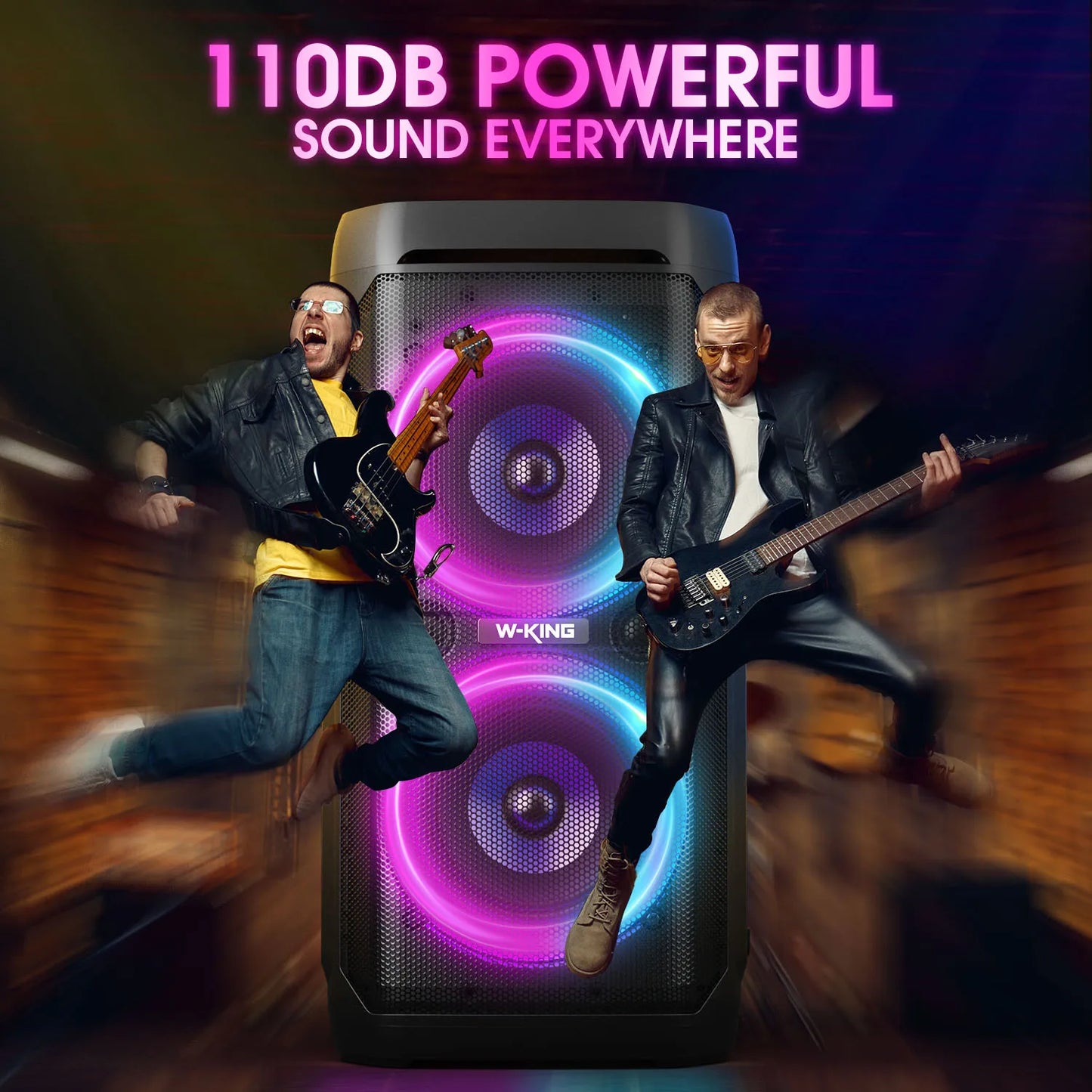 100W RMS Bluetooth Speakers, Waterproof, Loud Massive Sound