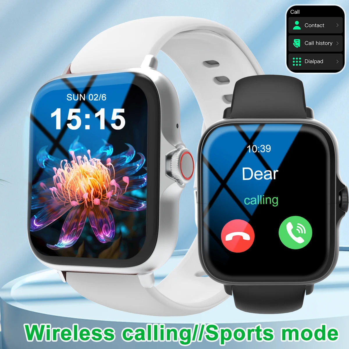 Smart watch with full touch screen, call, message reminder, music control