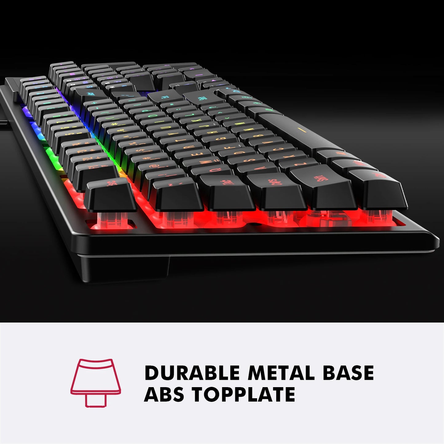 Gaming Keyboard, 104 Keys Wired, with RGB Backlit, for Windows Laptop PC black