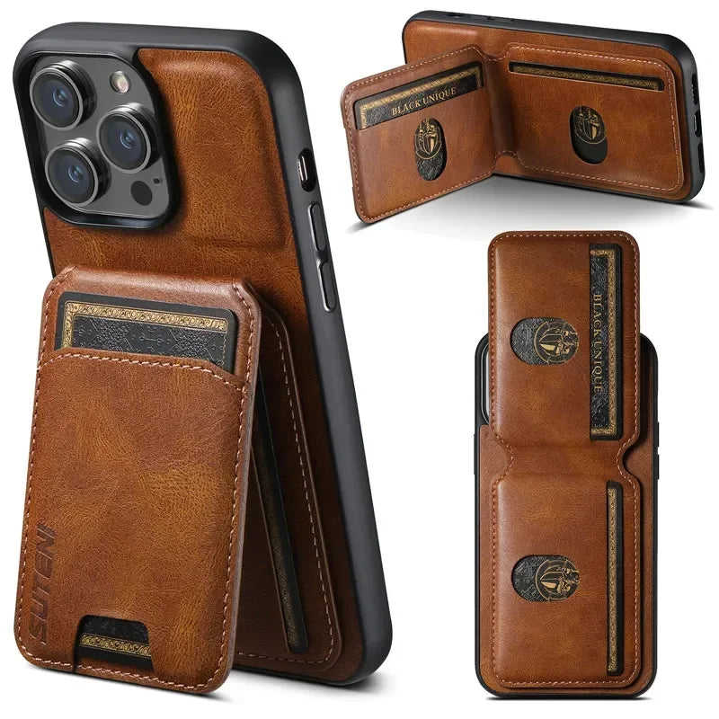 Luxury Wallet Phone Case Card Holder Leather Magnetic Pocket Cover For iPhone