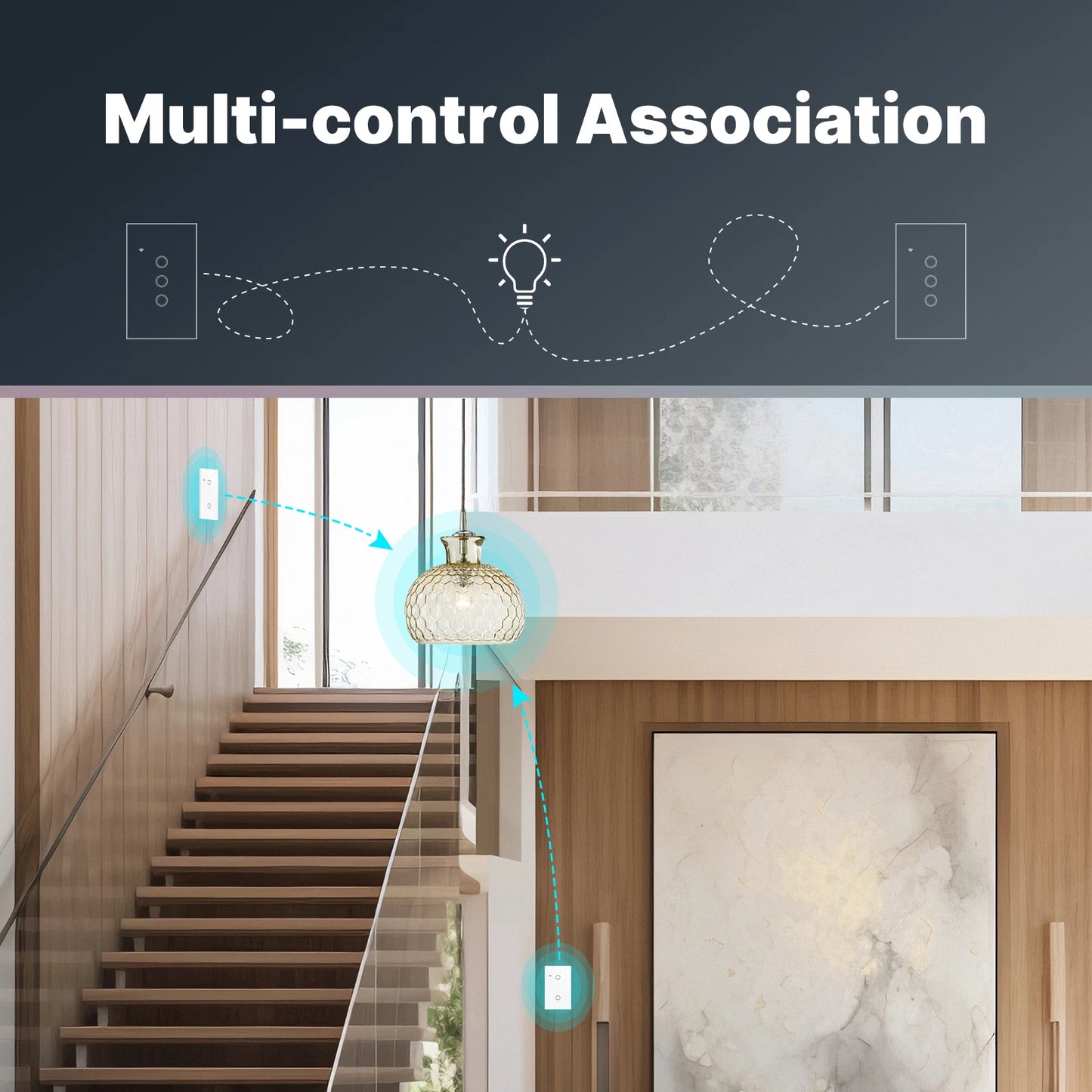 WiFi Smart Light Switch Glass Touch Control Fireproof No Neutral Wire