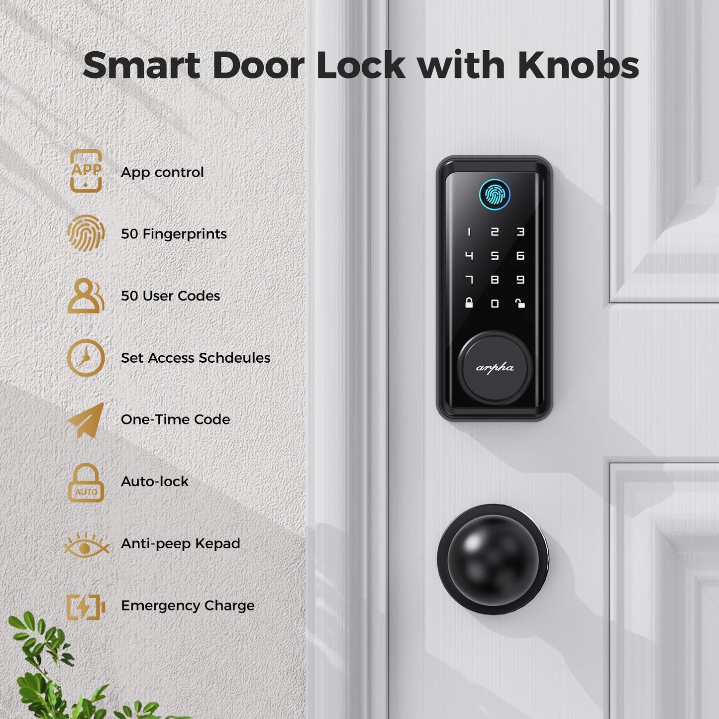 Smart Lock D601K Keyless Entry Door Lock Deadbolt with Handle Set Waterproof