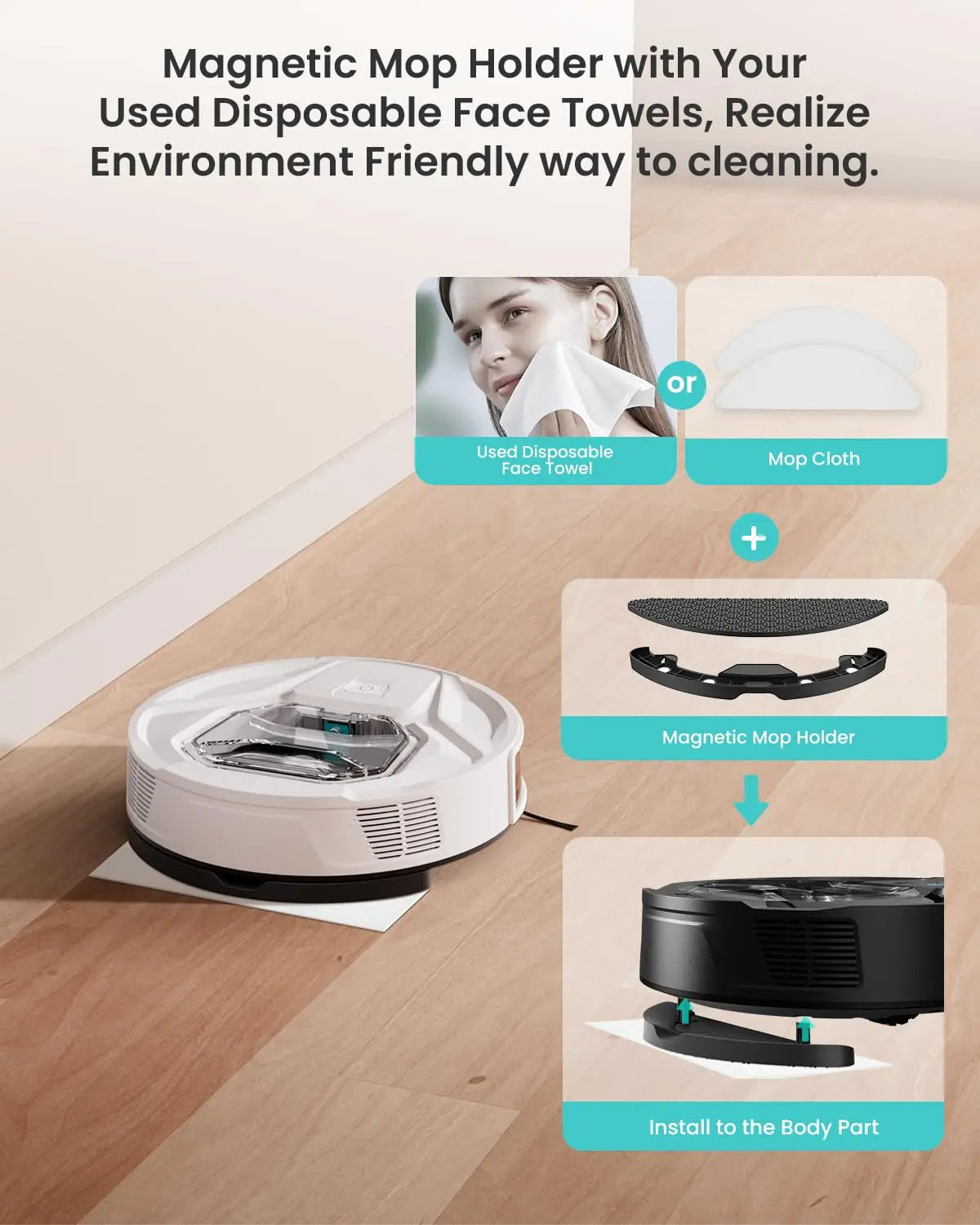 M320 Robot Vacuum Cleaner with Mop, 6000Pa Powerful Suction,