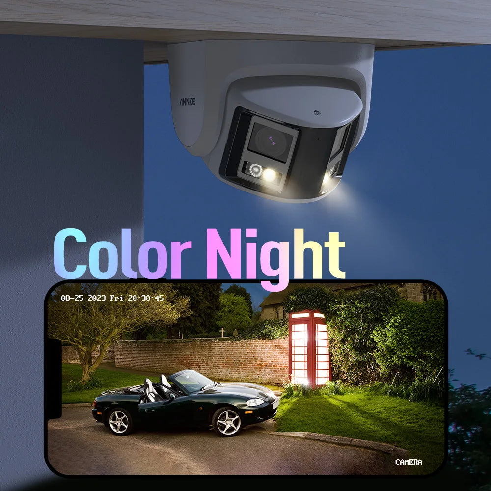 8MP 4K 6MP Camera Security Dual Lens Human Detect Two Way Audio 180° Wide View Angle