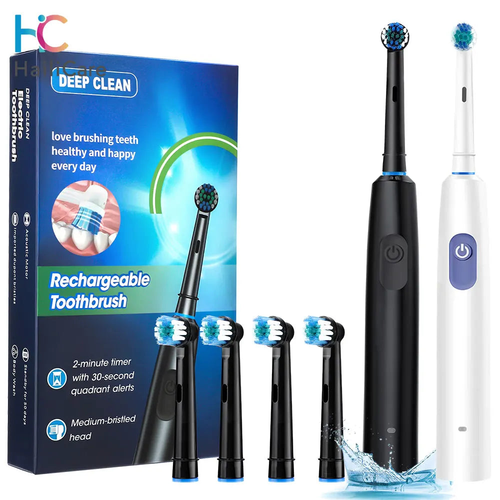 Smart Rotating Timing Electric Toothbrush, Rechargeable Rotary Toothbrush