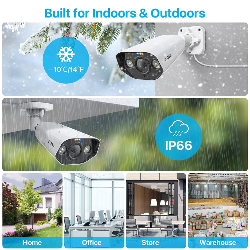 I 8MP CCTV System 8CH H.265+ 4K Ultra HD PoE NVR Kit Spotlight Siren Outdoor