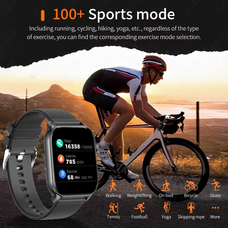 Smart Watch Bluetooth Call LED Flashlight 100+ Sport Modes Custom Dial AI
