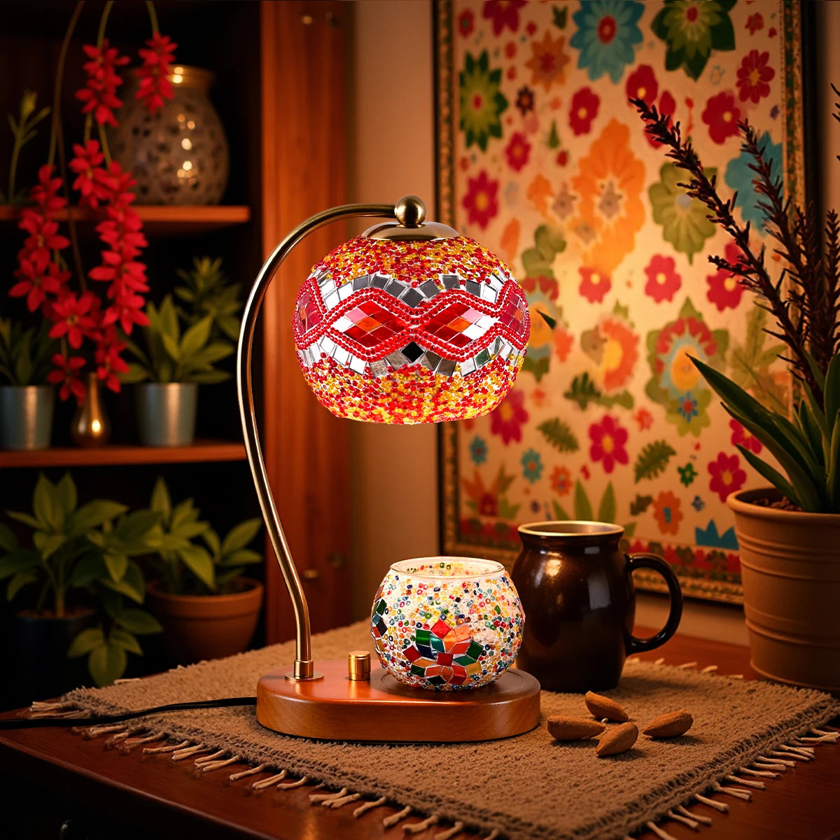 Bohemian style bedside lamp, 3 colors, hand-colored glass table lamp,