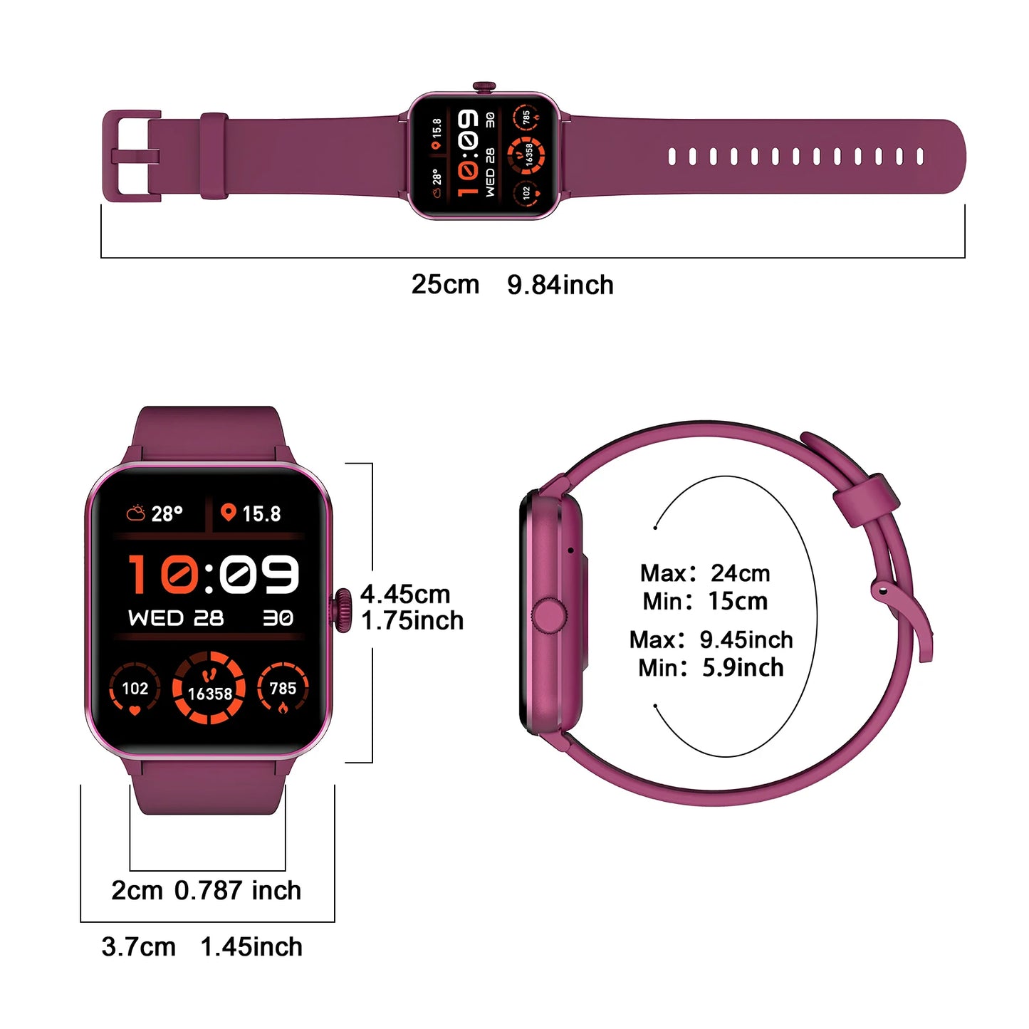 Bluetooth Call Smartwatch 1.85'' HD Display Fitness Sport Watch Heart Health Sleep