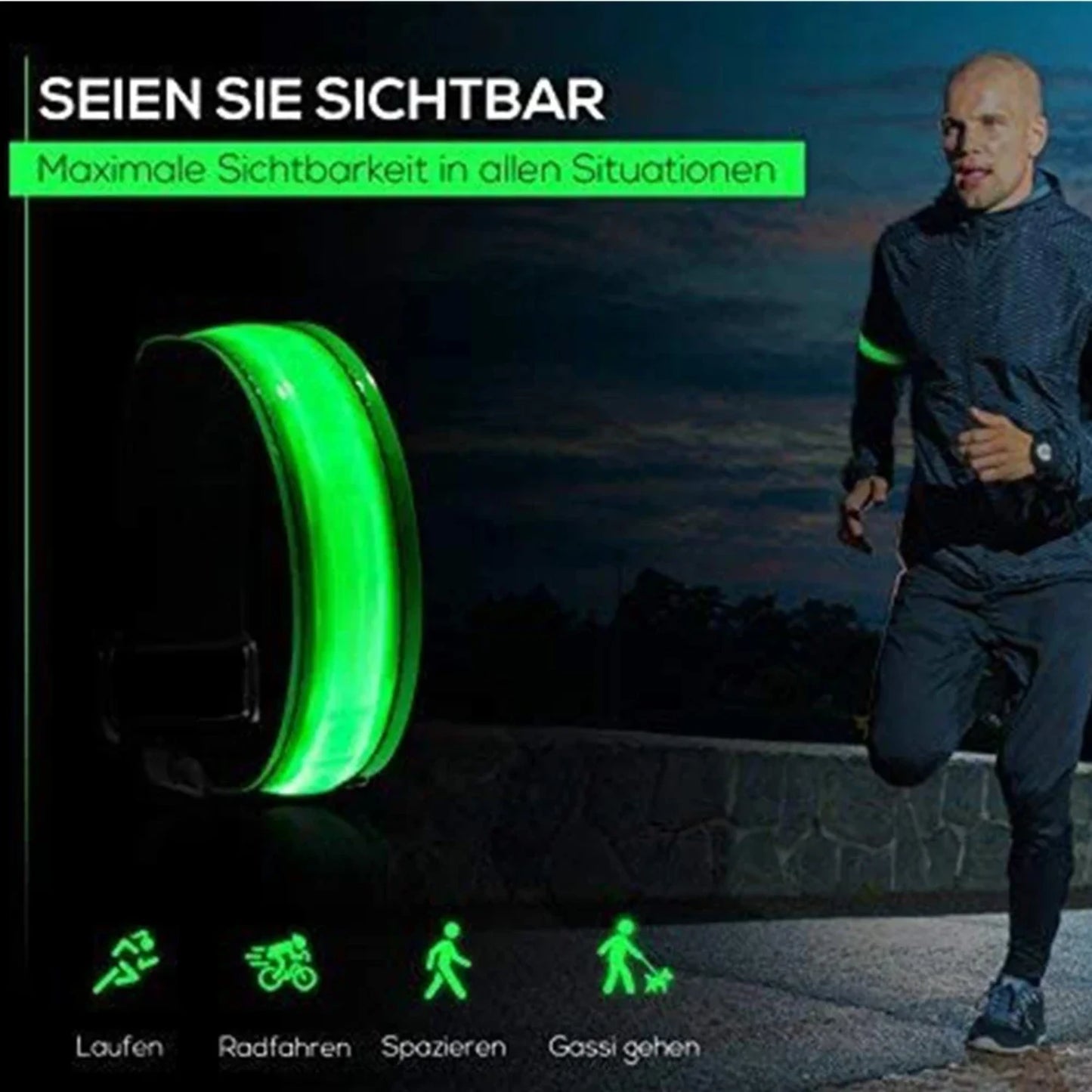 USB Charging Luminous Night Armband Bracelet Safety Belt
