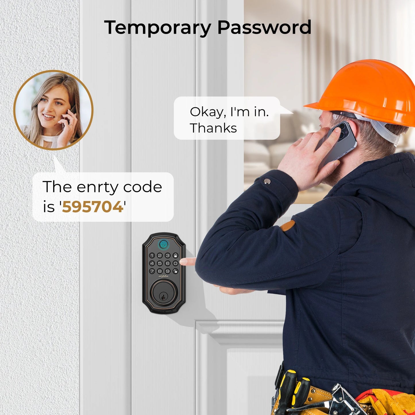Smart Lock D280W Keyless Entry Door Lock Fingerprint Bulit-in WiFi
