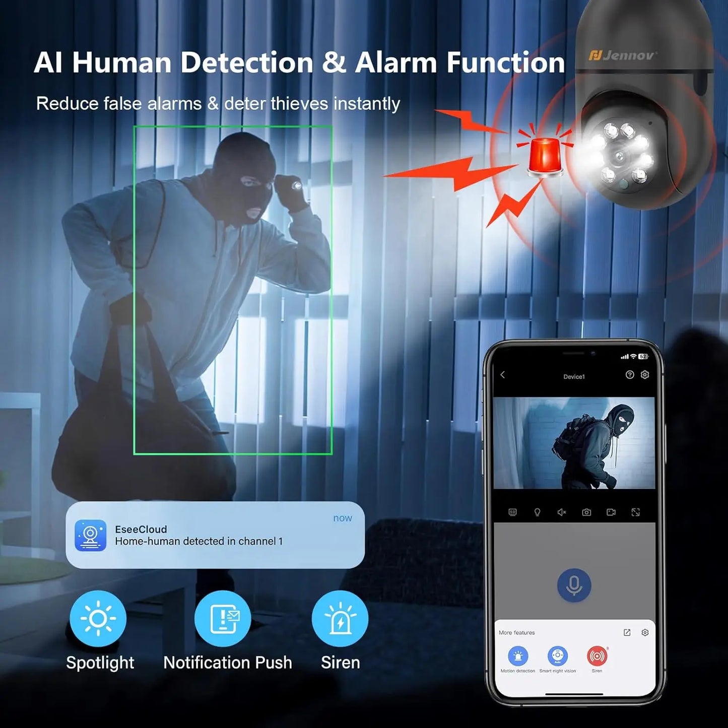 Light Bulb Security Camera, 360°/2k HD Wireless Camera, Wi-Fi L