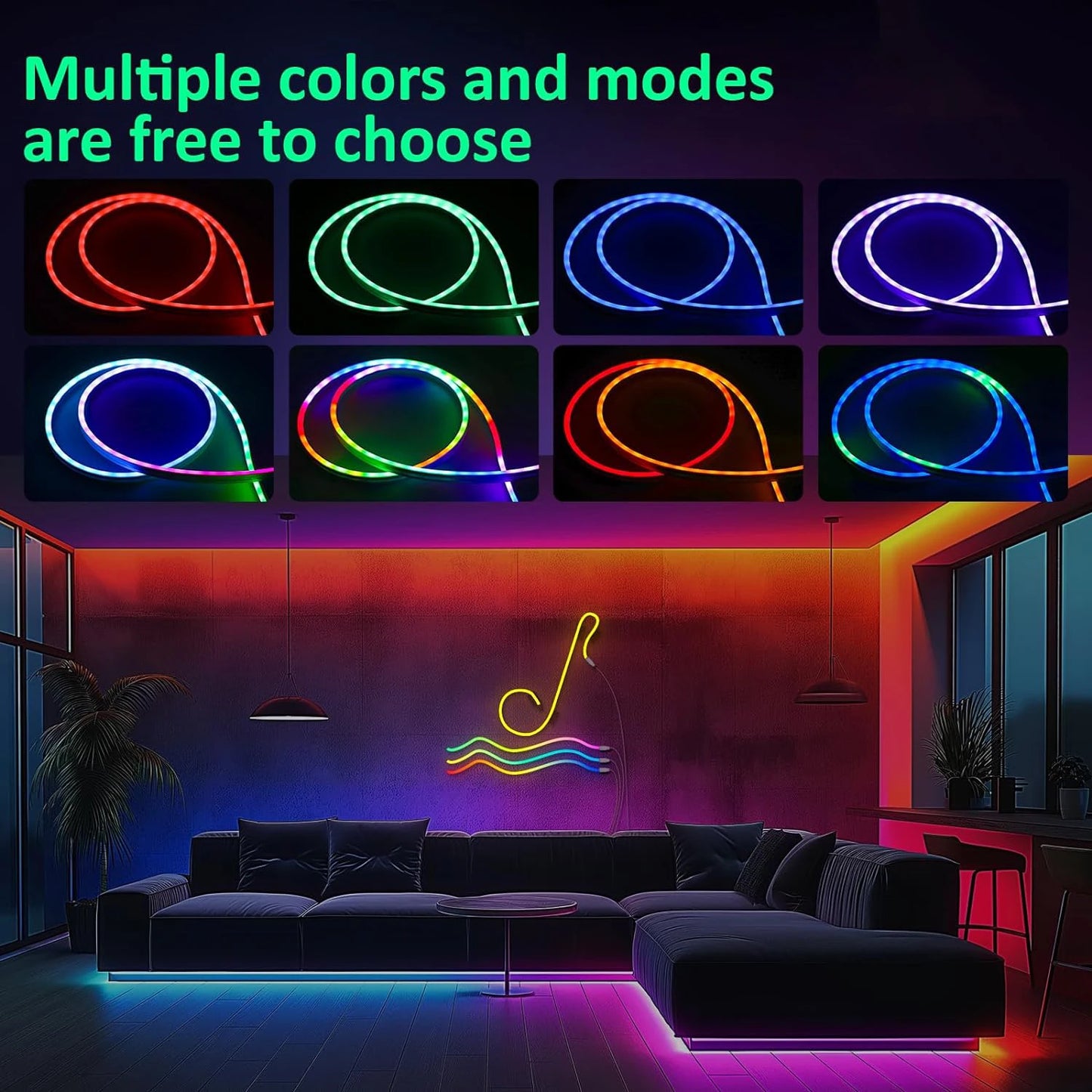 Neon LED Rope Lights, LED Lights For Bedroom Flexible LED Light Strip