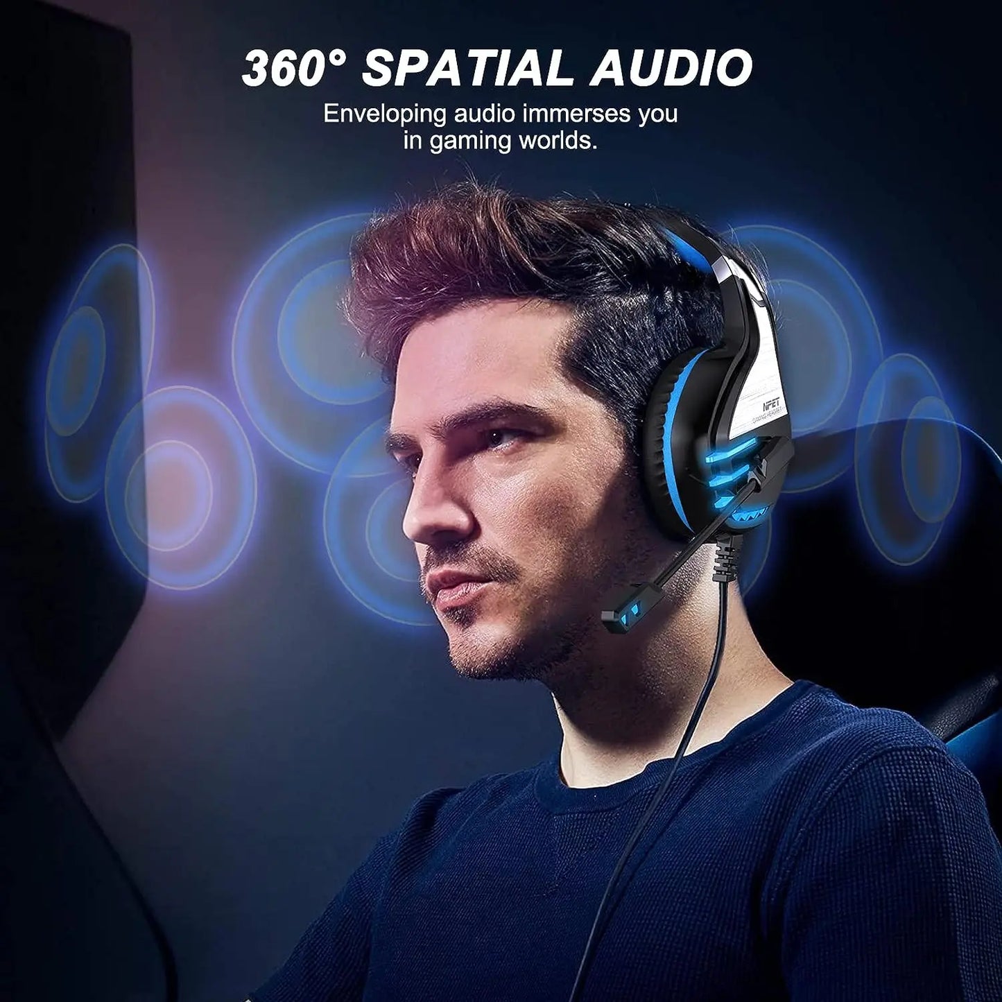 3.5mm Wired Gaming Headphones With Microphone 120° Adjustable