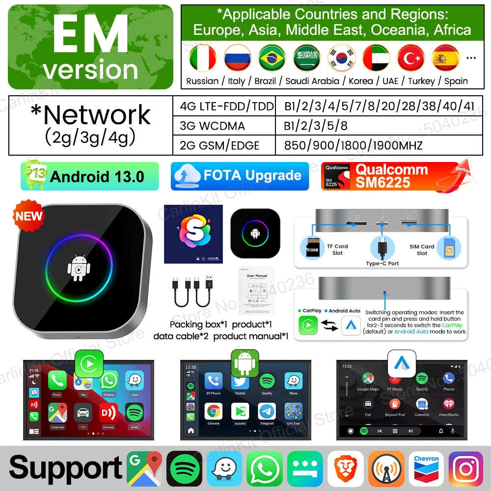 2025 New R2 Smart Streaming Box Android 13 CarPlay Ai TV Box For Netflix YouTube SM6225 Wireless