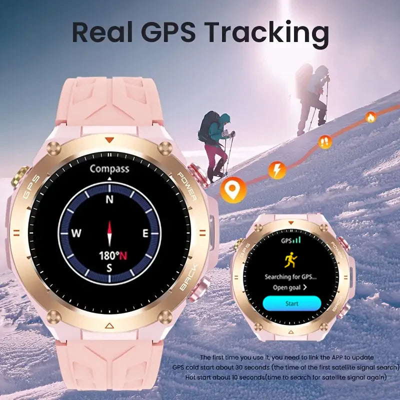 Built-in GPS Women's Smart Watch Bluetooth Call 1ATM Waterpro Military Sports