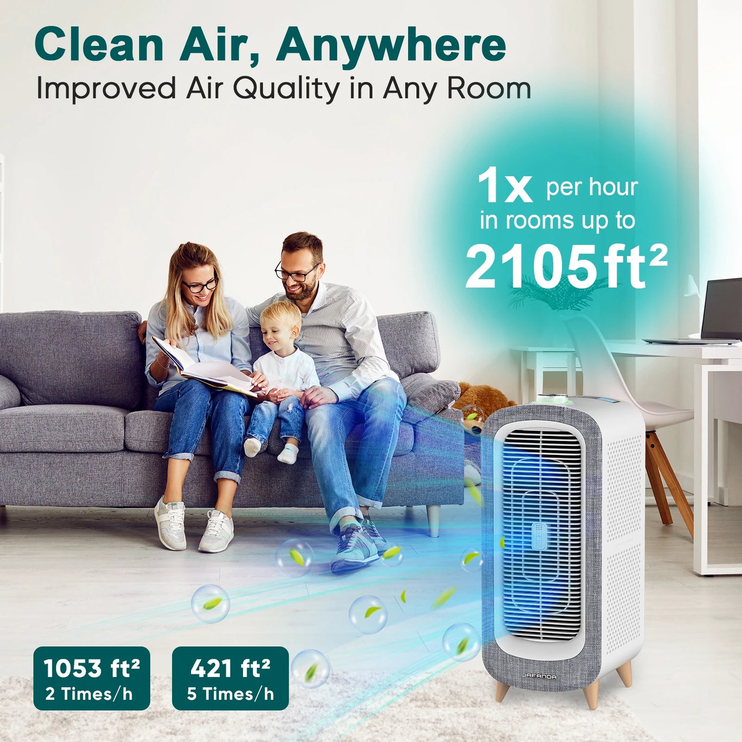 Air Purifiers for Home Large Room Up To 2105ft², 4× True HEPA Filter
