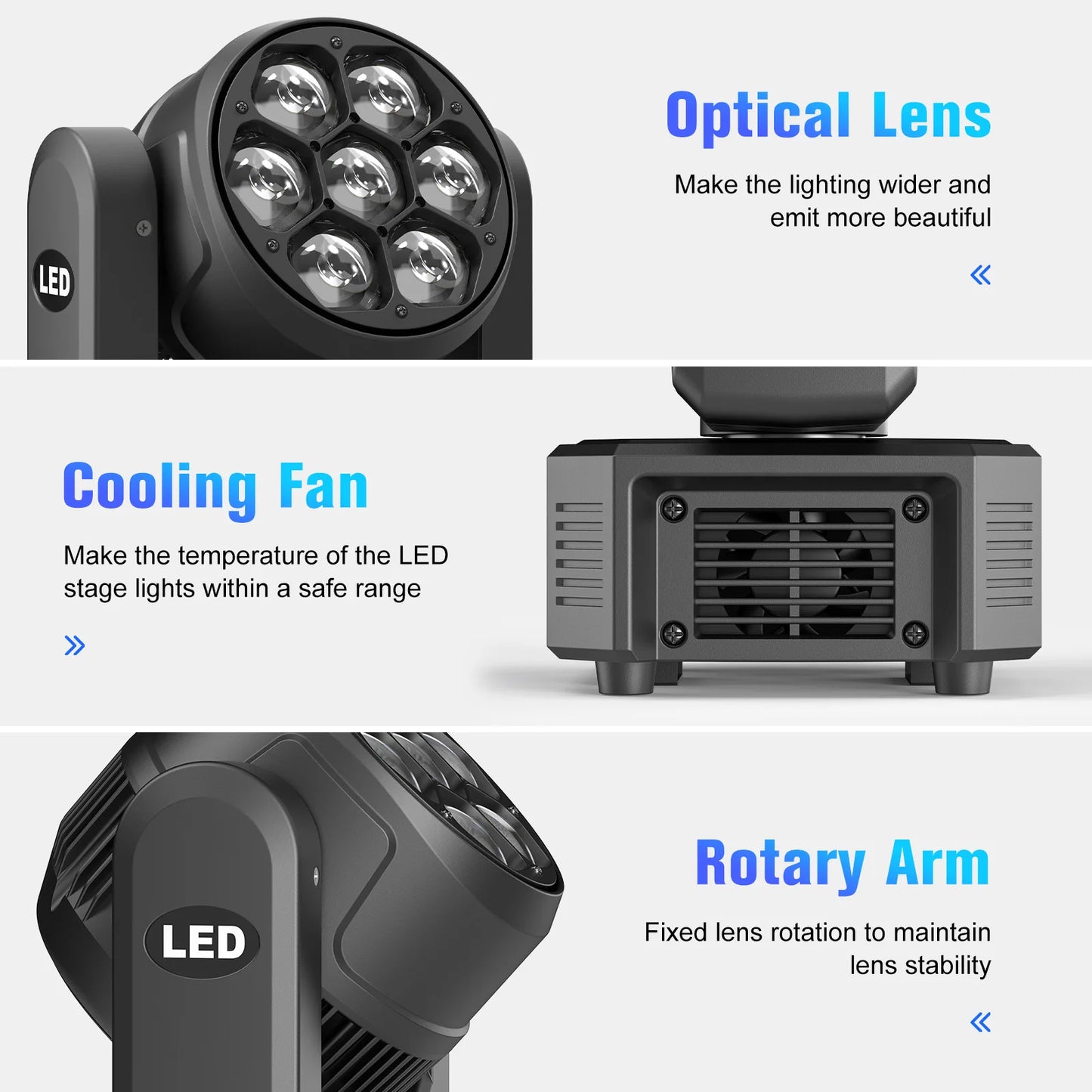Yiflamefly 300W Wash Beam Moving Head Light 7X25W  Zoom Stage Lights  Light For Christmas wedding Party