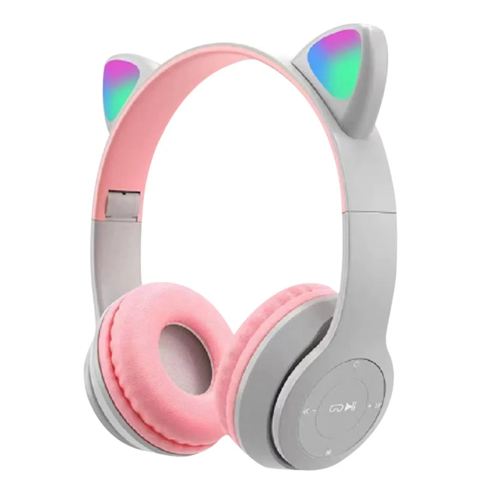 Wireless Headphones Cat Ear Bluetooth-Compatible Helmets Glow Light