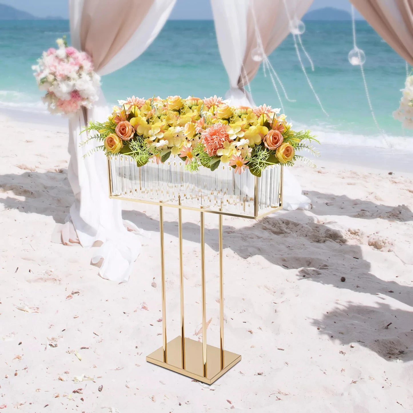 Wedding Flower Stand, Crystal Flower Stand for Elegant Floral Displays, Ideal for Wedding and Event Decorations