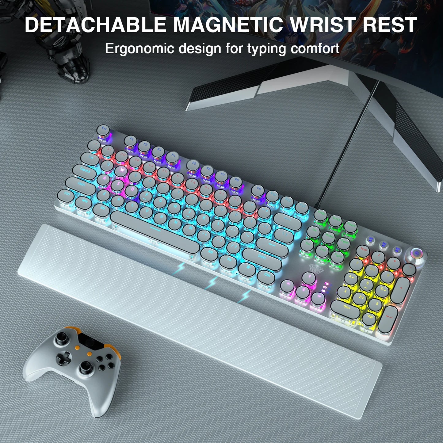 Mechanical Keyboard Round 104 keys Blue Mechanical Switch Gaming