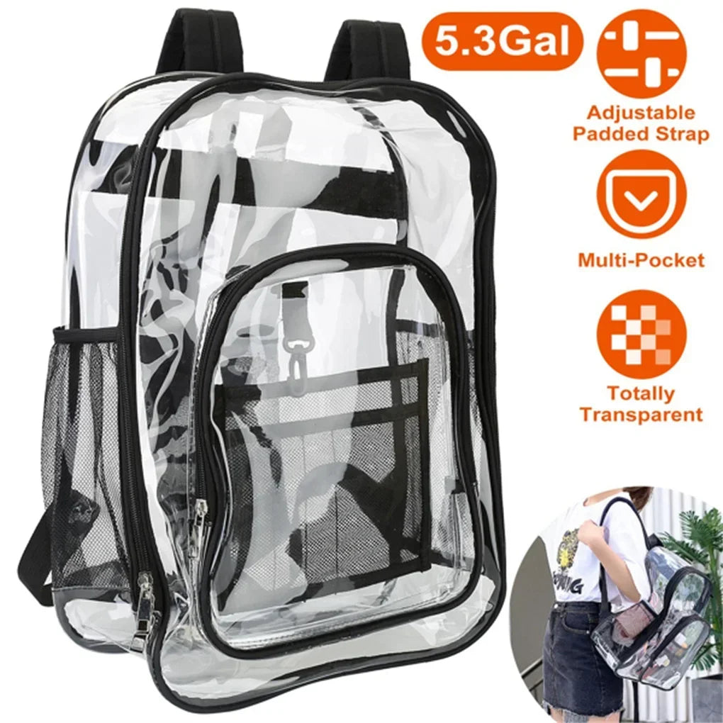 Large Clear Backpack For School Bookbag Heavy Duty Transparent Backpack Waterproof