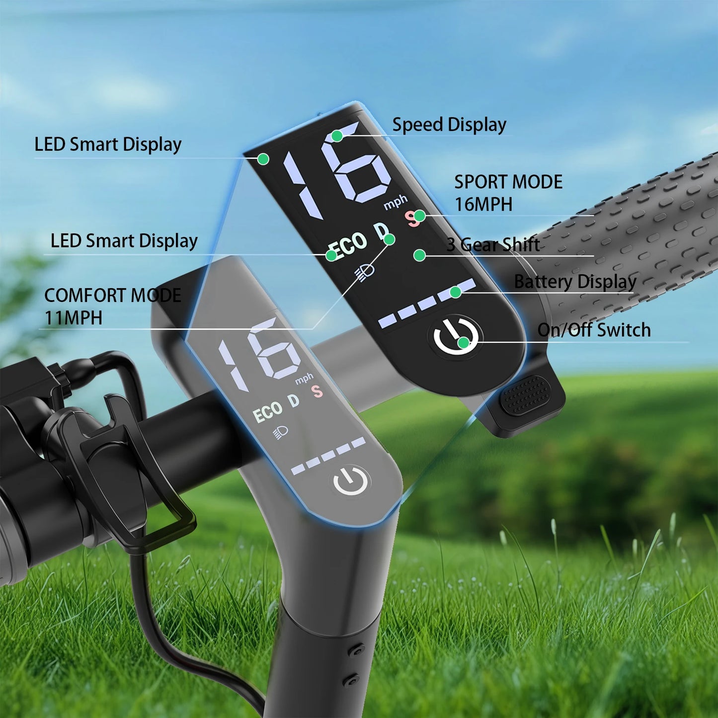 G6.0 Electric Scooter 350W Powerful Motor 19 MPH 12 Miles Long Range