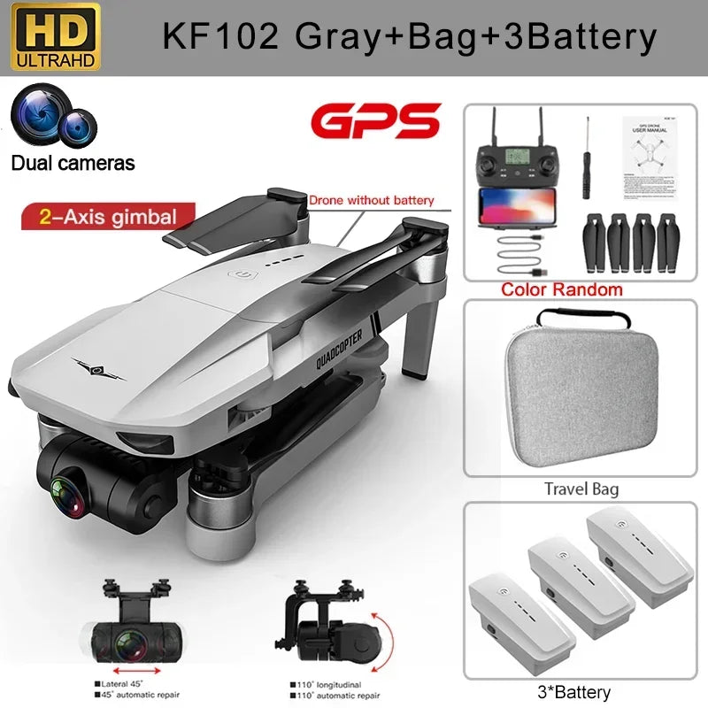 4K GPS Drone Dual HD Camera 2-Axis Gimbal WIFI FPV Foldable Quadcopter Aerial Photography