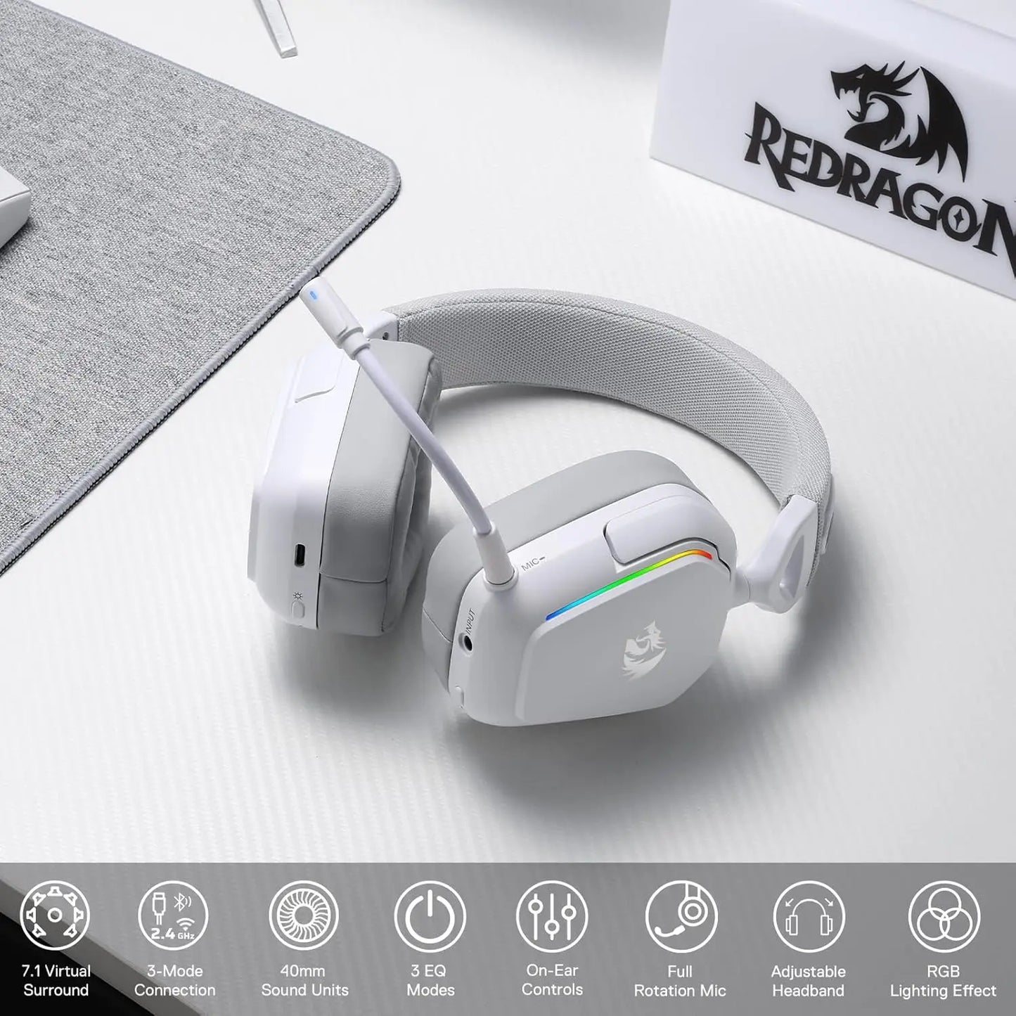 3-Mode Wireless RGB 7.1 Surround Sound Noise-canceling , Over-Ear Headphones