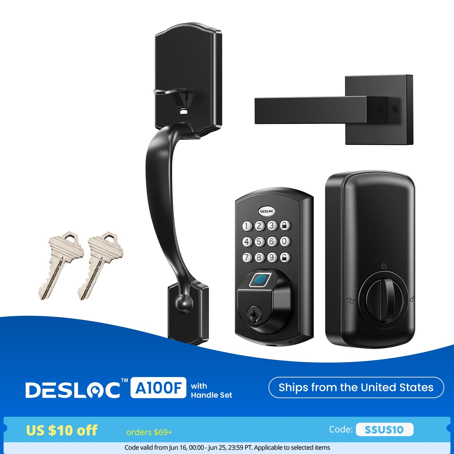 Electronic Keypad Door Lock with Handle Set, Keyless Entry Smart Lock