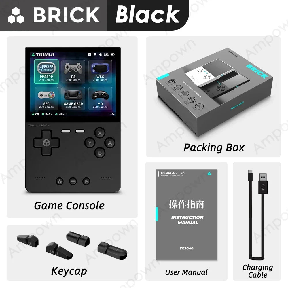 TRIMUI BRICK Handheld Game Console 3.2'' IPS Screen Linux System Trimui UI Metal Back Panel Key