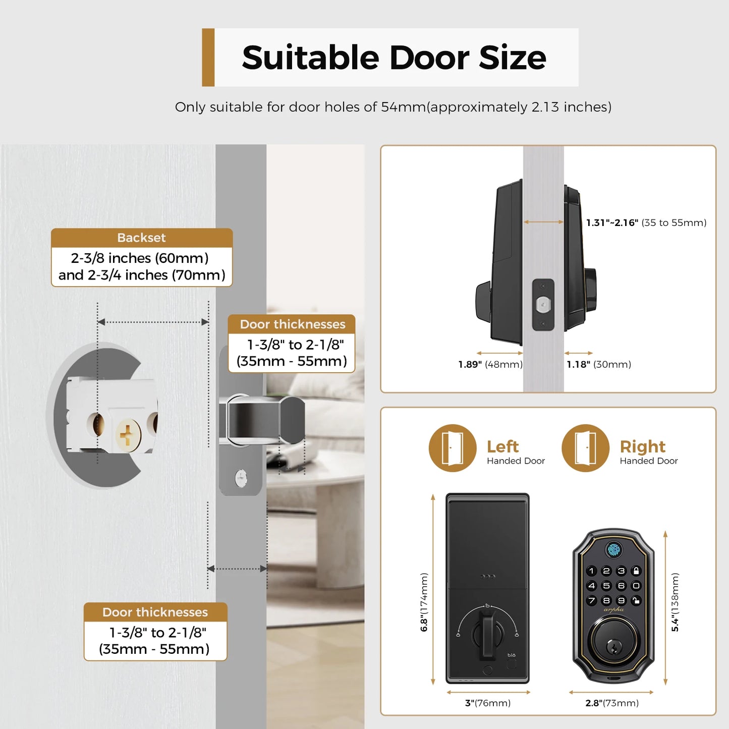 Keyless Entry Door Lock 5-in-1 Smart Fingerprint Deadbolt with Keypad