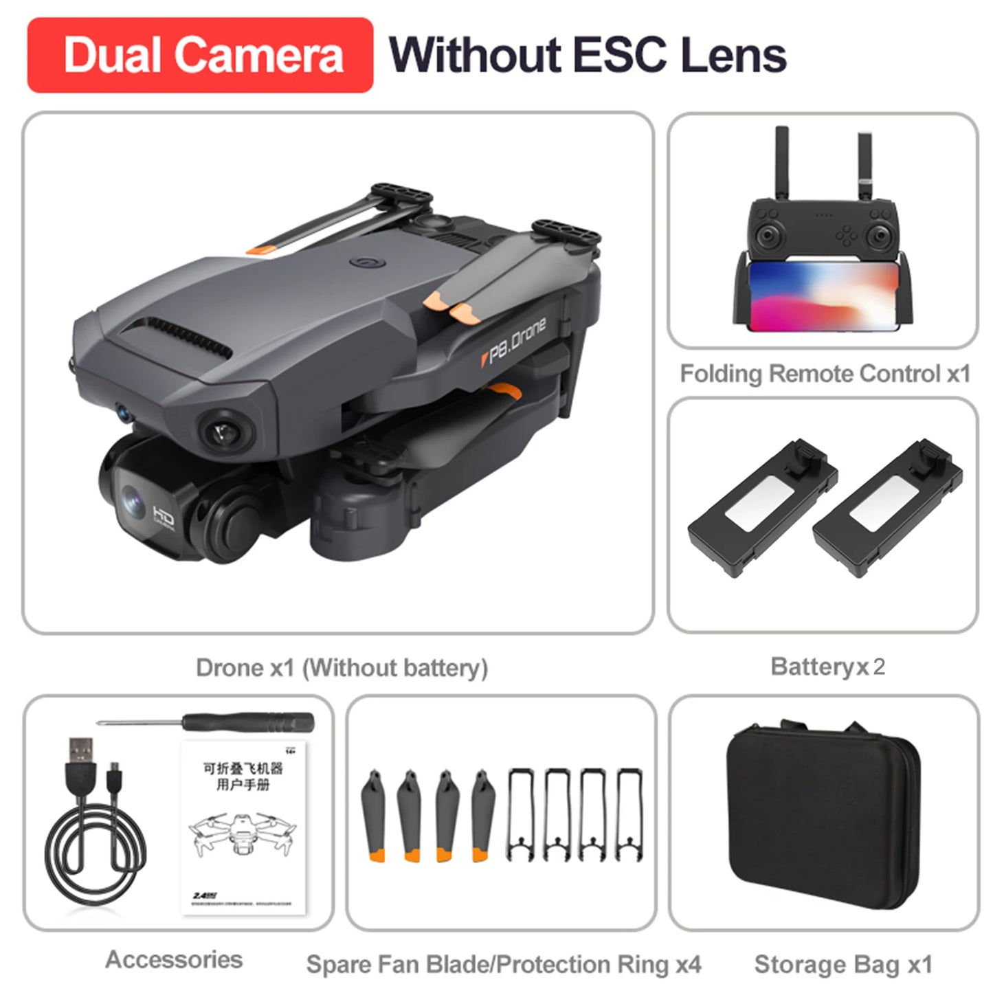 Drone with Camera 4K Dual Camera RC Quadcopter with Function