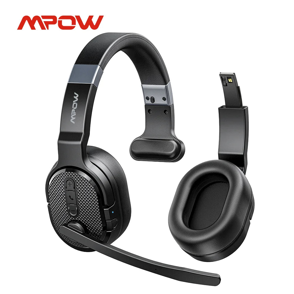 2 in 1 Wireless Headphones Bluetooth 5.3 Dual/Single Office Headset