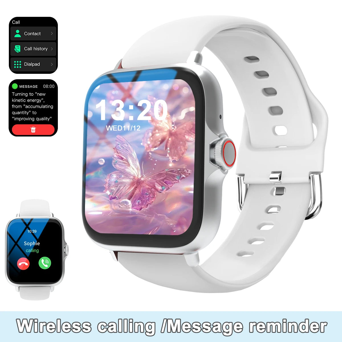 Smart watch with full touch screen, call, message reminder, music control