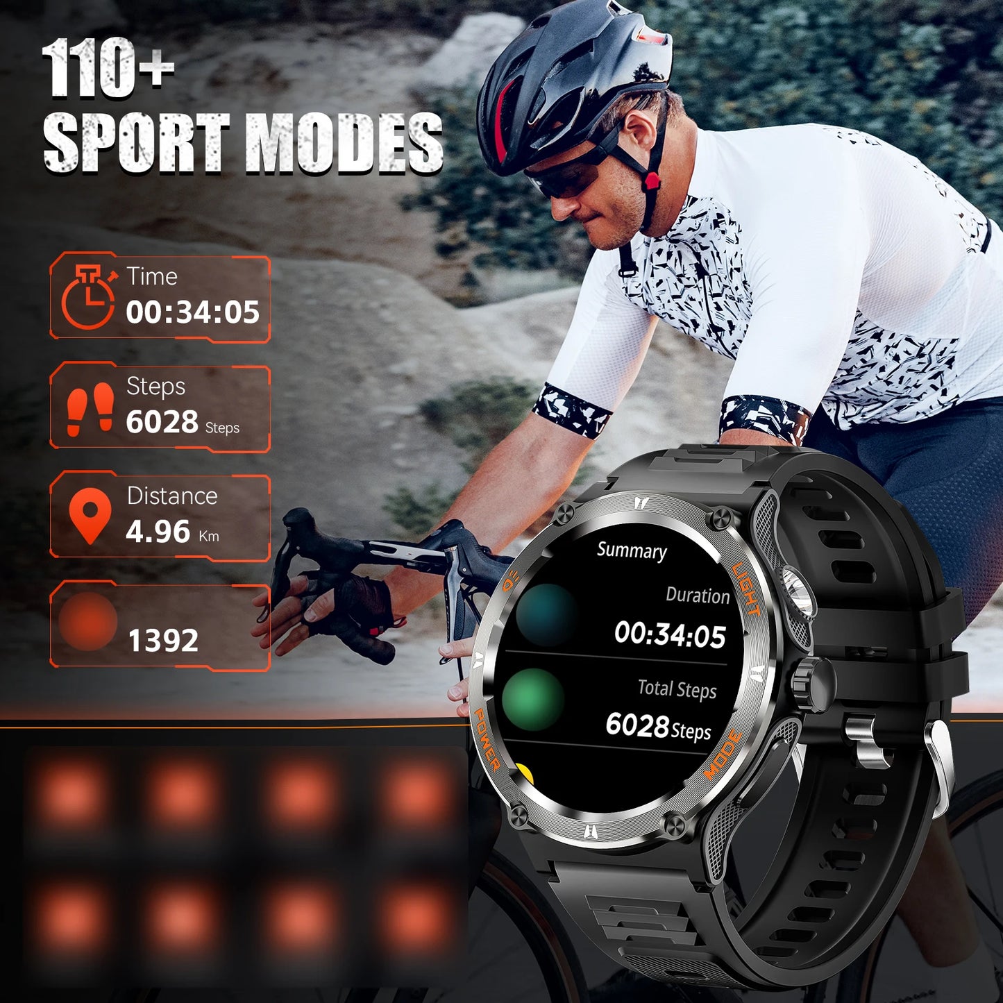 Smart Watch 3ATM Waterproof 1.53" New KT76 Men Sport With Compass
